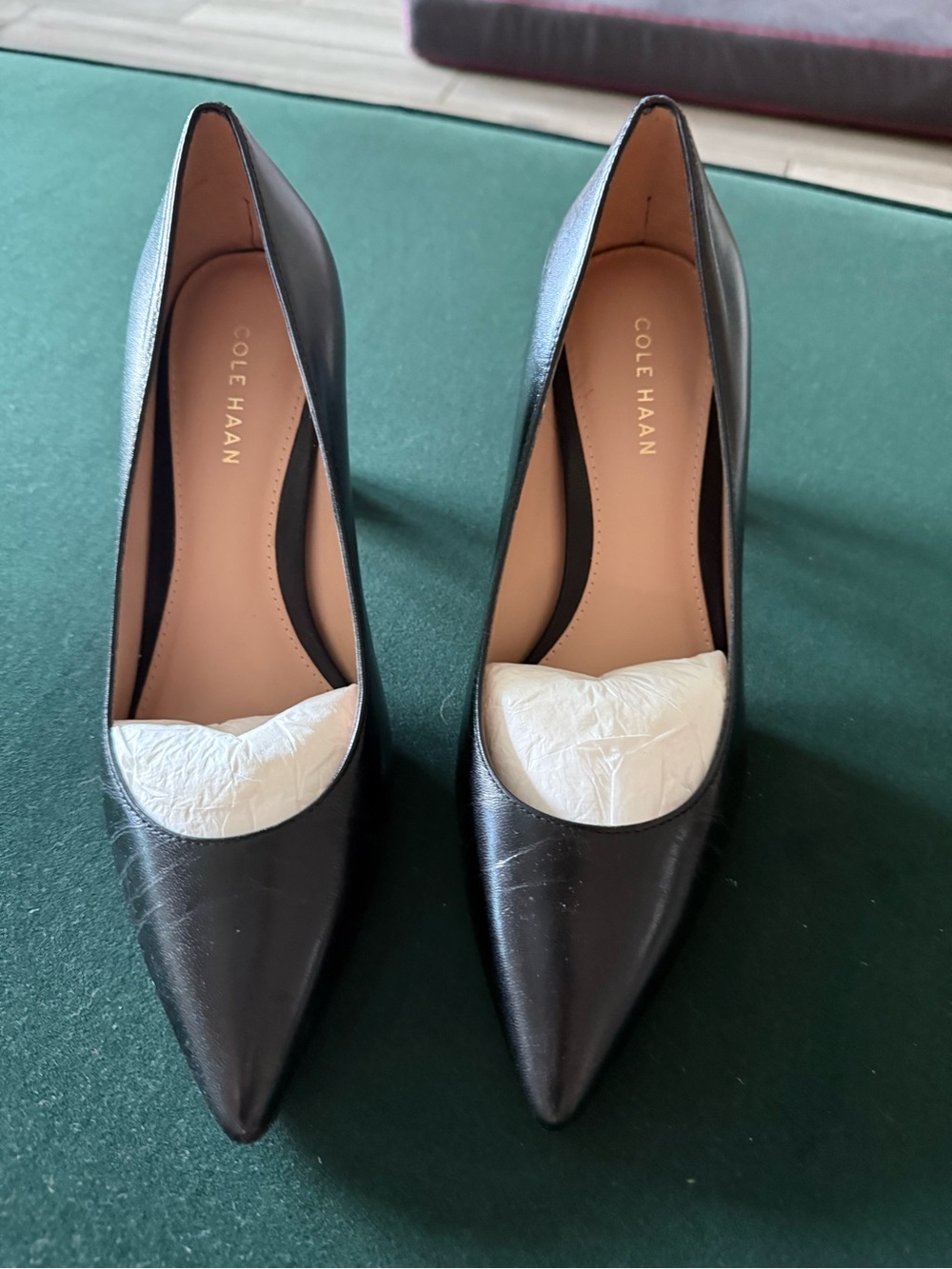 Cole Haan Black Pointed-Toe Leather Pumps